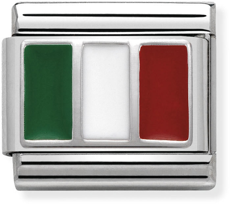 Nomination Classic Italy Flag Enamel Sterling Silver & Steel Charm 330207/16
