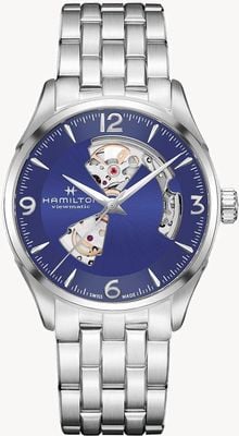 Hamilton Jazzmaster open heart automatique (42 mm) cadran bleu / bracelet acier inoxydable H32705141