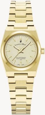 Jacques Du Manoir Orologio Horizon al quarzo a tre lancette (25 mm) con quadrante in oro / bracciale in acciaio inossidabile PVD oro JWL05604
