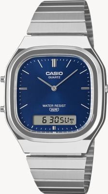Casio Vintage Dual-Display (35.8mm) Blue Sunray Dial / Stainless Steel Bracelet AQ-240E-2A2EF
