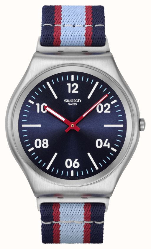Swatch Red and White Striped Silicone Watch with Blue Hands Red Swatch Watch - Etsy - Page 2 main image 2