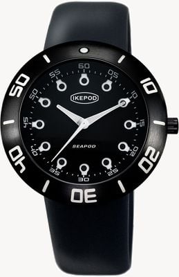 IKEPOD Seapod francês automático s003 (46 mm) mostrador preto / pulseira de silicone preta S003-SI-LB