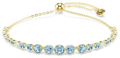 Swarovski Imber bracelet, Round cut, Blue, 18K gold finish 5757824