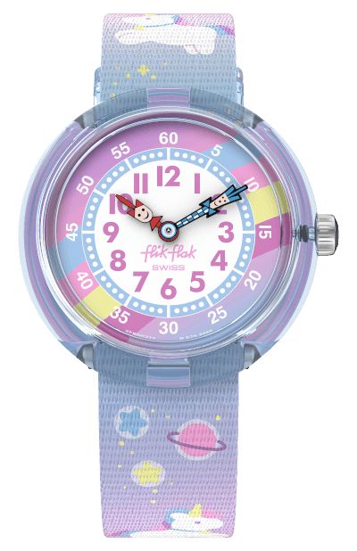 Flik Flak Licorne cÃ¢line (31.85mm) cadran blanc et violet montre