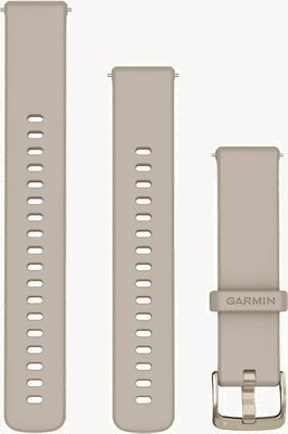 Garmin Bandas de liberación rápida (18 mm) de silicona gris francesa con herrajes dorados suaves 010-13256-02