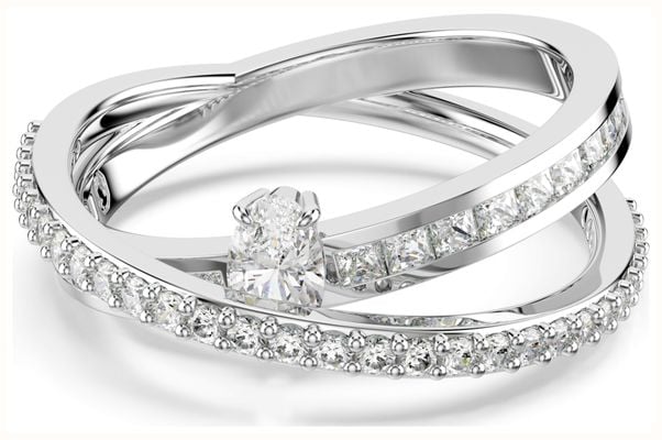 Swarovski Hyperbola Ring White Crystals Rhodium Plated Size 55 5691231