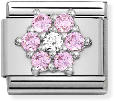 Nomination Composable CL SYMBOLS Steel Cz And Silver 925 RICH PINK And WHITE Flower 330322/03