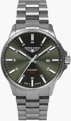Bauhaus Aviation Titanium Automatic 60h (42mm) Dark Green Dial / Titanium Bracelet 2864M-4