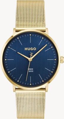 HUGO STYLE / 40mm / Blue Dial / Gold-Tone Stainless Steel Mesh Bracelet 1530473