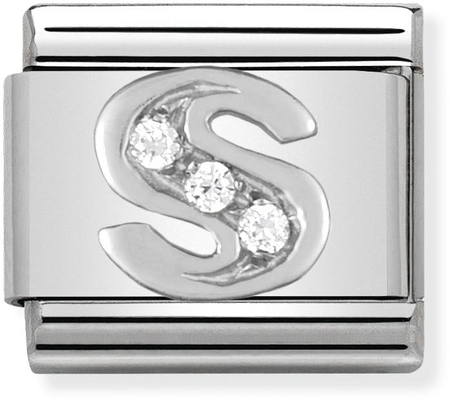 Nomination Classic Letter S Sterling Silver & Steel Cubic Zirconia Charm 330301/19