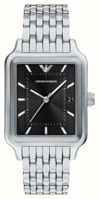 Emporio Armani Diego (47 mm) met zwarte wijzerplaat en roestvrijstalen armband. AR11755