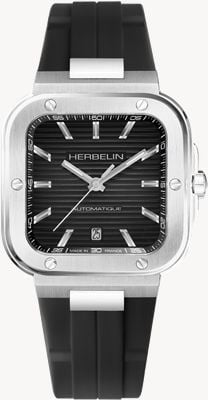 Herbelin Cap camarat quadrato automatico (39mm) quadrante nero / caucciù nero 1646A14CA