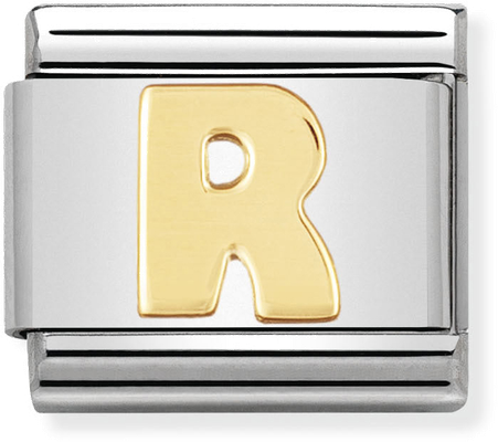 Nomination Classic Letter R 18ct Gold & Steel Charm 030101/18