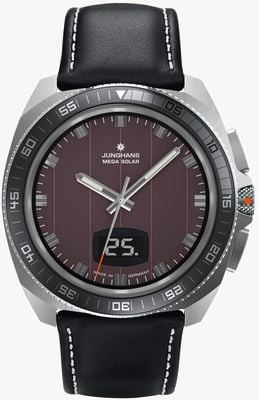 Junghans 1972年款巨型太阳能腕表，棕色表盘，黑色皮表带 56/4210.00