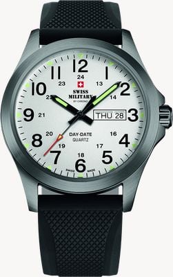 Swiss Military by Chrono Men's Day-Date (42mm) White Dial / Black Silicone Strap SMP36040.21