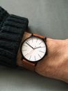 Customer picture of Skagen Men's Signatur Brown Leather Strap White Dial SKW6374