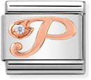Nomination Classic Letter P 9ct Rose Gold & Steel Charm 430310/16