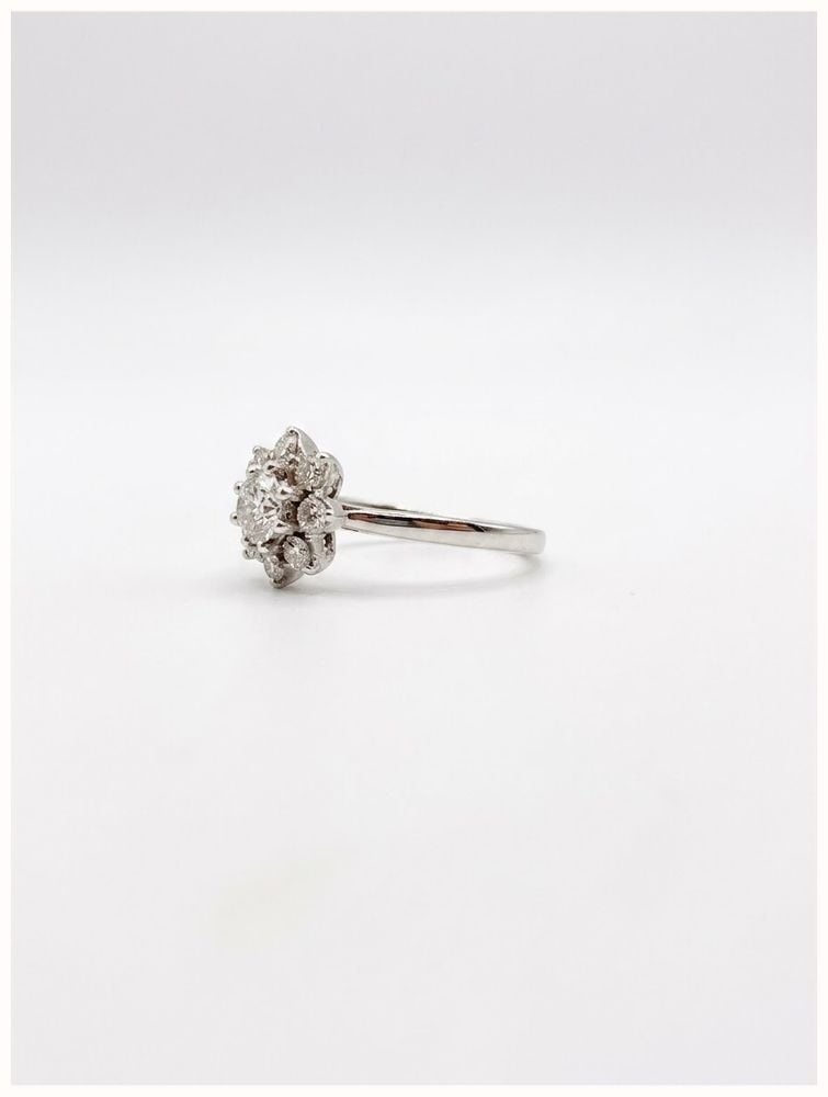 Round Brilliant Natural Diamond 9ct White Gold Cluster Flower Ring RD596W/M - alternate view 2