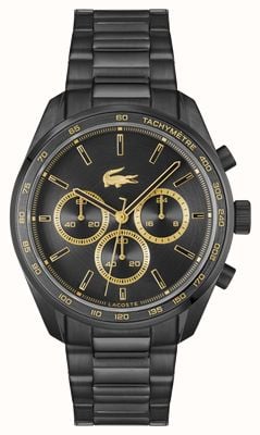 Lacoste Men's Boston (42mm) Black Dial / Black IP Stainless Steel Bracelet 2011476