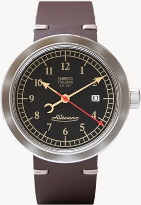 Allemano 1919 jour satiné automatique (44 mm) cadran noir / bracelet cuir marron DAY A 1919 NP-PB