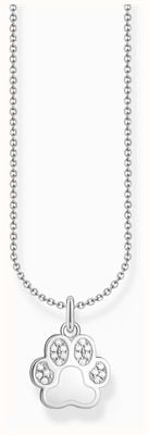 Thomas Sabo Paw Print White Zirconia Pendant Sterling Silver Necklace 45cm KE2215-051-14-L45V