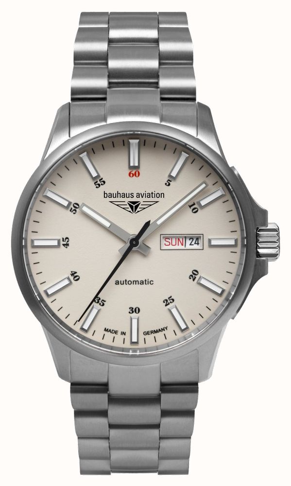 Orologio Bauhaus Uomo 2762-5 – Automatico Citizen Miyota, Quadrante Nero 40 Mm, Pelle, Prodotto In Germania
