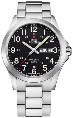 Swiss Military by Chrono Black Dial Black Stainless Steel Bracelet Day & Date Gent’s Watch SMP36040.25