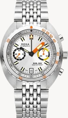 DOXA Sub 200 t.graph ii searambler (42 mm) Silber Sonnenschliff-Zifferblatt / Edelstahl Reiskorn-Armband 806.10.021.10