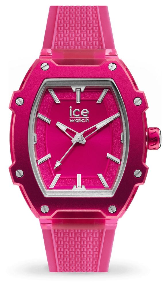 Ice Watch ICE Boliday Flashy Pink 36mm Pink Tonneau Dial Pink Silicone Strap 023323 James Moore Co. Jewellers of Distinction Since 1997 in Kenilworth Warwickshire