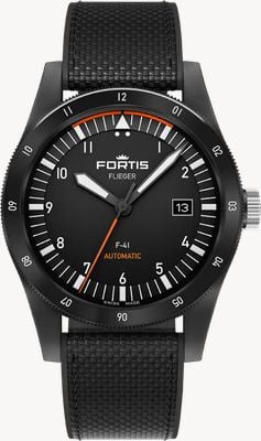 FORTIS Flieger F-41 Werk 7 Automatik Limited Edition (41 mm) Mission Black auf Hybridarmband F4220030