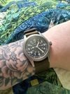Customer picture of Hamilton Khaki Field Mechanical *Sonic the Hedgehog - 2020* (38mm) Black Dial / Green NATO Strap H69439931