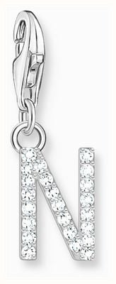 Thomas Sabo Charm Pendant Letter N With White Stones Sterling Silver 1951-051-14