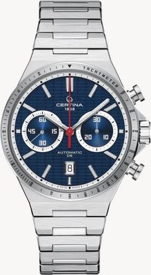 Certina Ds-7 cronógrafo automático (42 mm), esfera azul, brazalete de acero inoxidable C0434271104100