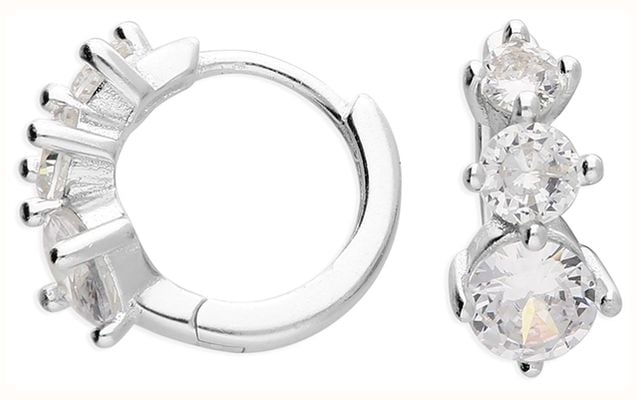 James Moore CME Cubic Zirconia Graduated 3 Stone Huggie H6078/S