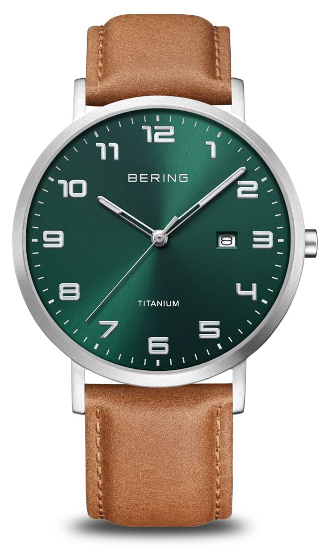 Bering Titane | cadran vert soleillÃ© avec guichet de date montre