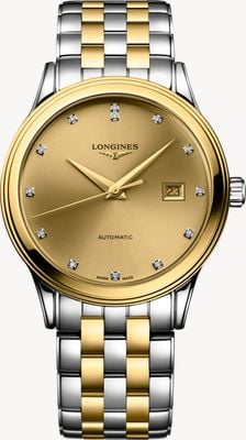 LONGINES Topmodel klassiek automatisch horloge - met diamanten (40 mm) vergulde wijzerplaat / tweekleurige roestvrijstalen armband L49843387