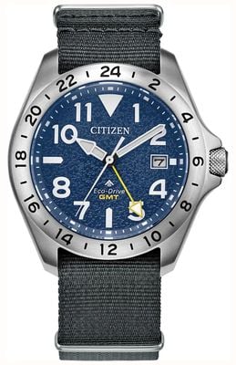 Citizen Eco-drive Promaster Land GMT（39毫米）纹理蓝色表盘/海军蓝尼龙表带 BJ7150-09L