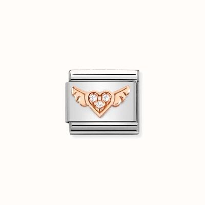 Nomination Composable Classic Symbols Stainless Steel Rose Gold Crystal Set Winged Heart 430305/34