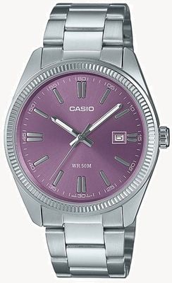 Casio Montre analogique à quartz série MTP (38,5 mm) avec cadran violet lavande et bracelet en acier inoxydable MTP-1302PD-6AVEF