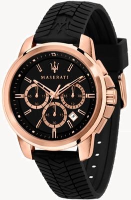 Maserati Erfolg | schwarzes Silikonarmband | schwarzes Zifferblatt R8871621012
