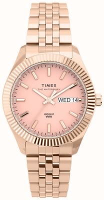 Timex Bracciale Waterbury boyfriend da 36 mm con cassa in acciaio color oro rosa TW2U78400