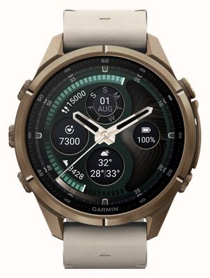 Garmin Fenix 9 Pro InReach 43mm Premium GPS Smartwatch - Autumn Gold Titanium With Bone Leather Watch 010-04335-41