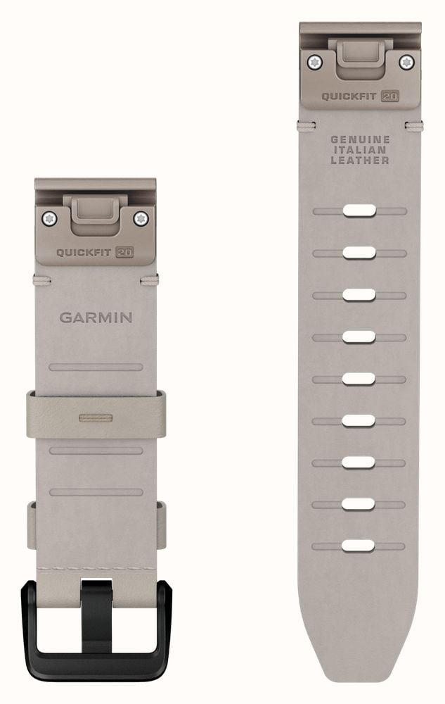 Garmin QuickFit Bands (20mm) Bone Grey Leather with Black Hardware - Strap Only 010-14506-20 - alternate view 2