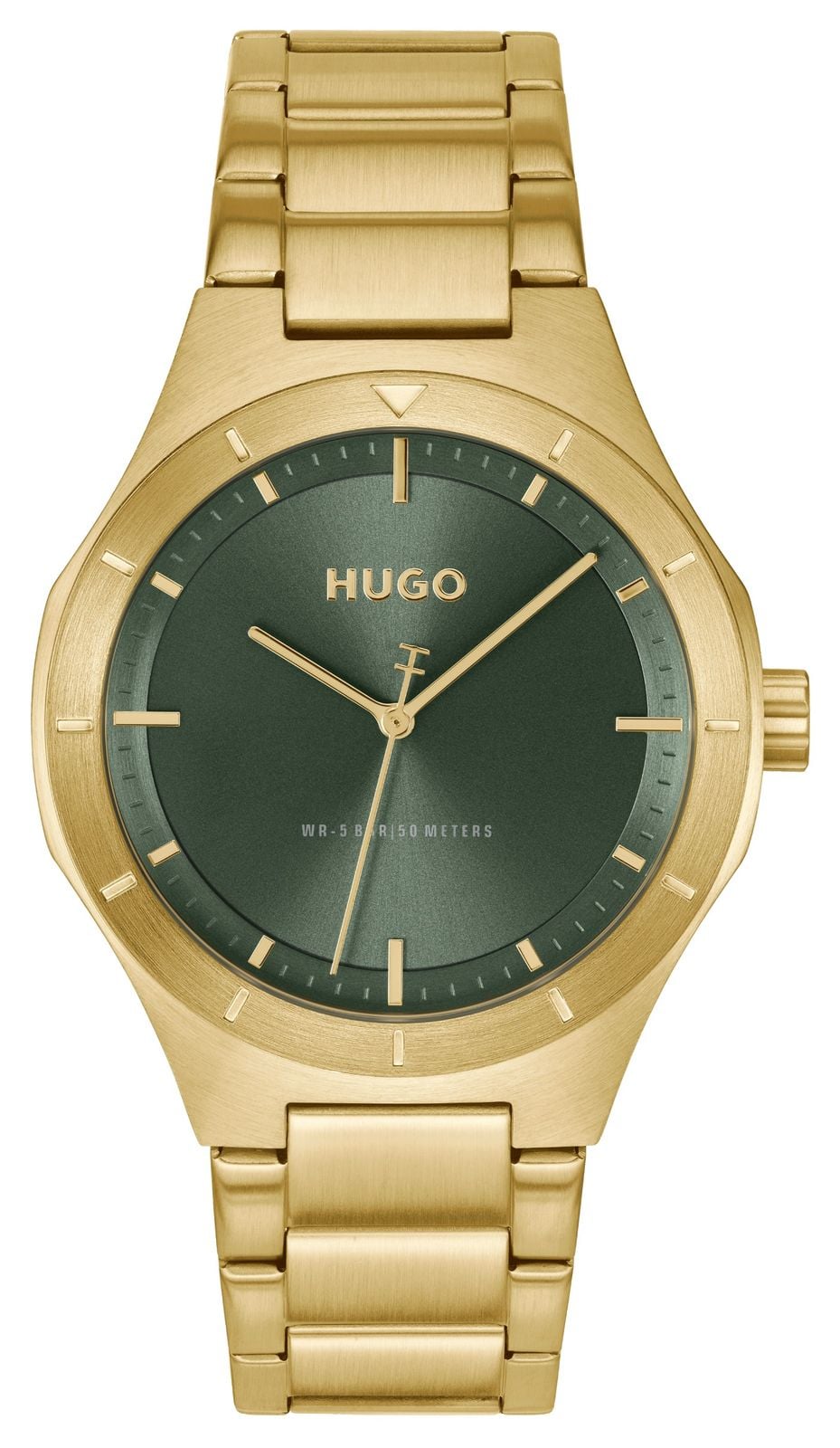 HUGO Ã  quartz trois aiguilles (42 mm), cadran vert, montre