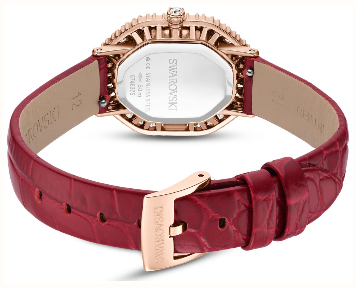 Swarovski Matrix octagon watch Leather strap, Rose gold tone, Rose gold-tone finish Watch 5746375 - alternatieve weergave 3