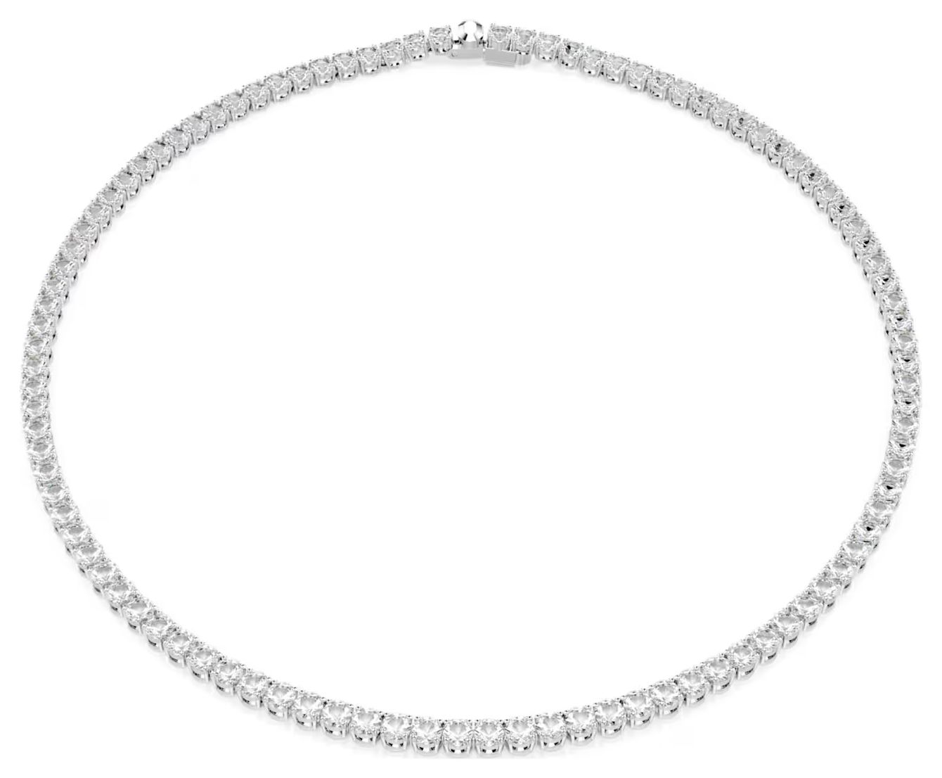 Matrix Tennis necklace, Round cut, White, Rhodium plated