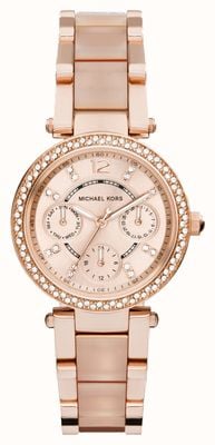 Michael Kors Dames parker 33 mm roze en roségoudkleurig horloge MK6110