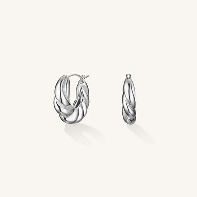Rosefield Jewellery Twisted Silver Stainless Steel Hoops JETHS-J979