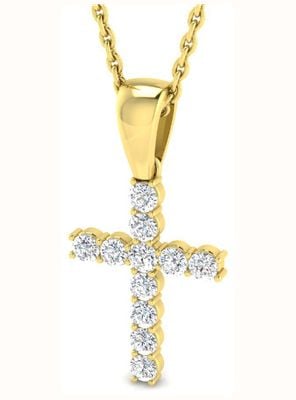 9ct Yellow Gold Diamond Cross Necklace SP4156