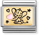Nomination Classic Pink Elephant 18ct Gold & Steel Charm 030289/03